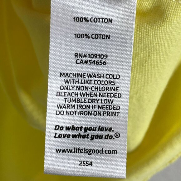 Life Is Good Womens XL Purrrsonal Assistant Cat Tee Shirt Yellow 3/4 Sleeve - Picture 5 of 8